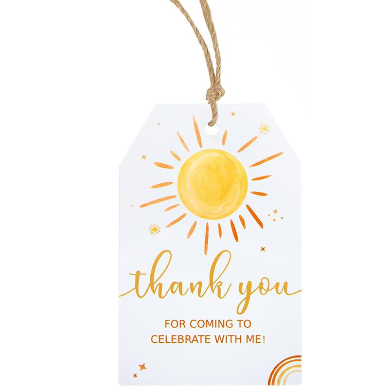 

50pcs/100pcs Thank You Gifts Tags, Sun Party Favor Gifts Tags with String for Party Decorations,Birthday