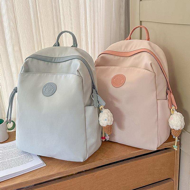 Large Capacity Lightweight Women's Backpack Student Solid Color Schoolbag