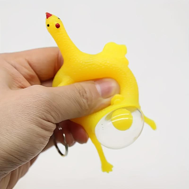 2 Stück Legehuhn Squishy Schlüsselanhänger, Lustige Knet-Neuheitenspielzeuge, Kreativer Schlüsselanhänger für Kindergeschenke