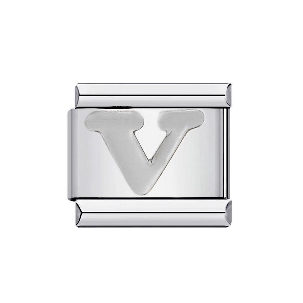 26 English A-Z Letter Name Custom Silver Color 9mm Link Charms Italian Stainless Steel Bracelet DIY Jewelry Making Hand Chain