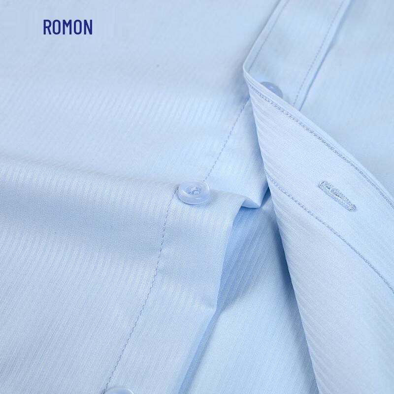 ROMON Men's 3D Textured Bamboo Fiber Wrinkle-Resistant Long Sleeve Shirt