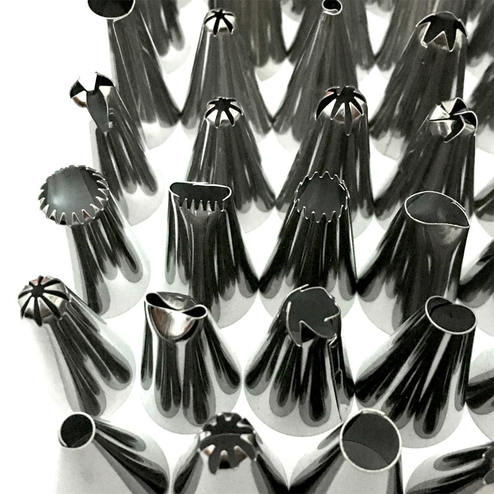 Pack of 48 Cake Piping Tips Stainless Steel Pastry Cupcake Icing Nozzles Tools Professional Beginner for Household Bakery