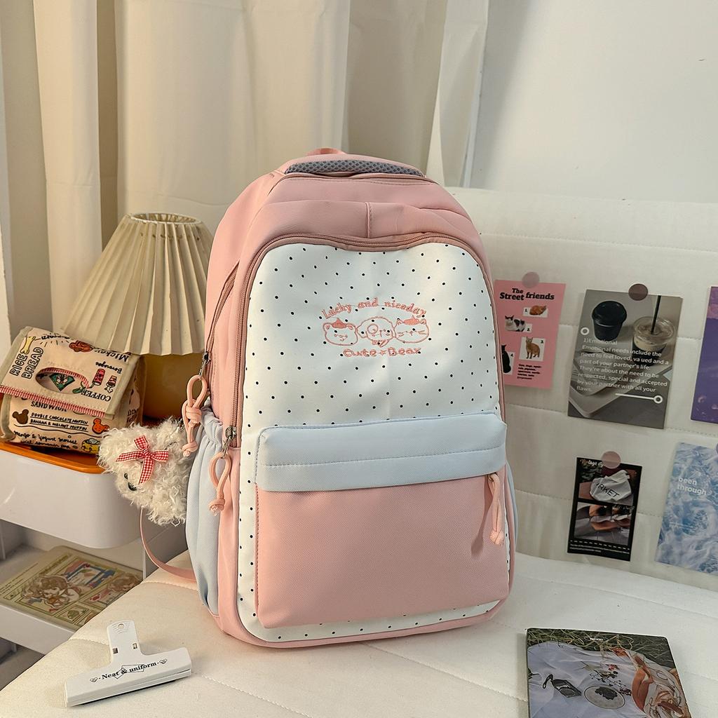 Schoolbag new Japanese girl polka dot printed backpack high value small fresh primary and secondary school student schoolbag casual backpack