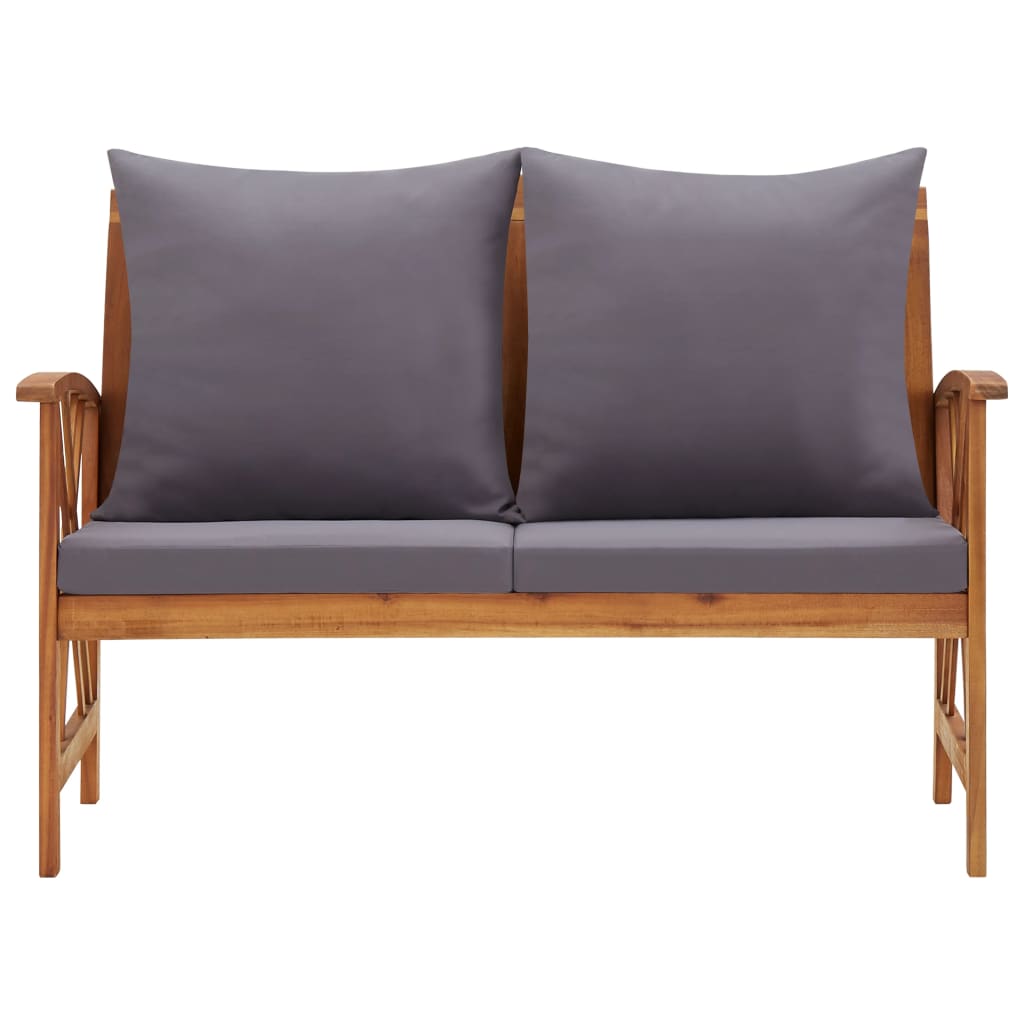 Garden Bench with Cushions 119 Cm Solid Acacia Wood