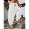 Men's Loose-fit Harem Pants, Elastic Drawstring Waist, Non-stretch Casual Lantern Trousers, Lightweight Quick-dry