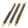 White NQ30K Pen Case with Thick Metal Straight Knock and Double Anodized Lattice Ballpoint Pen Set Snap-closure (3-pack, Black) (T23-NK01W-NQ30KB-B-3)
