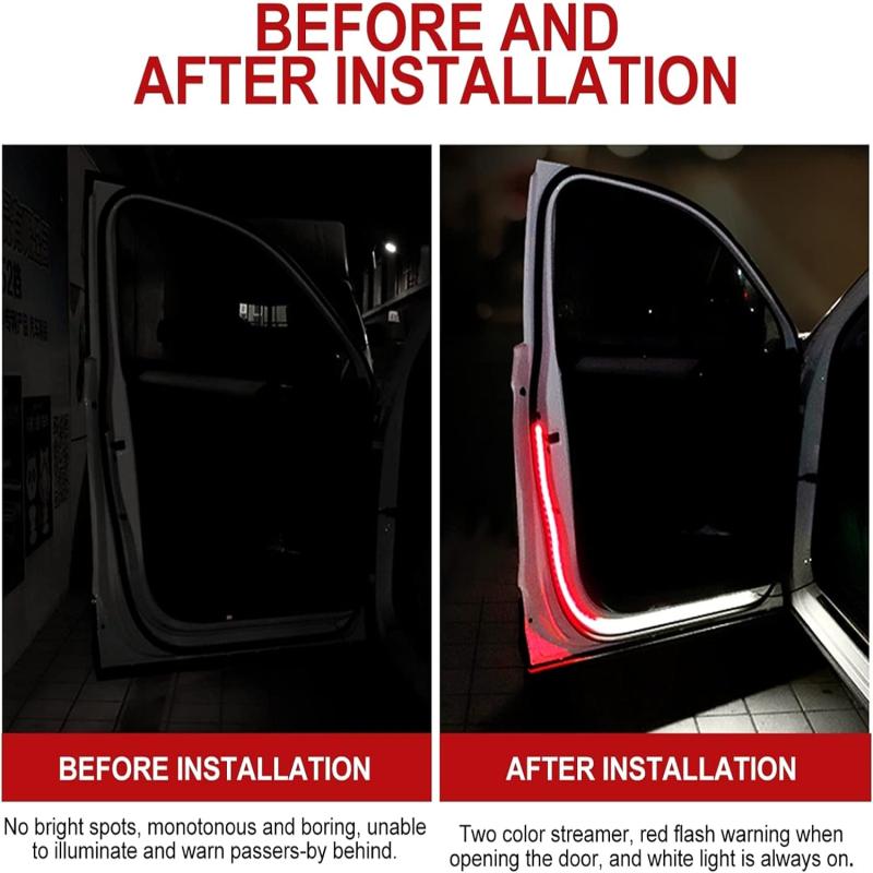 12V Car Door Opening Warning Led Lights Welcome Decor Lamp Strip Strobe Car Opening Door Signal Lamp Auto Decorative Lighting