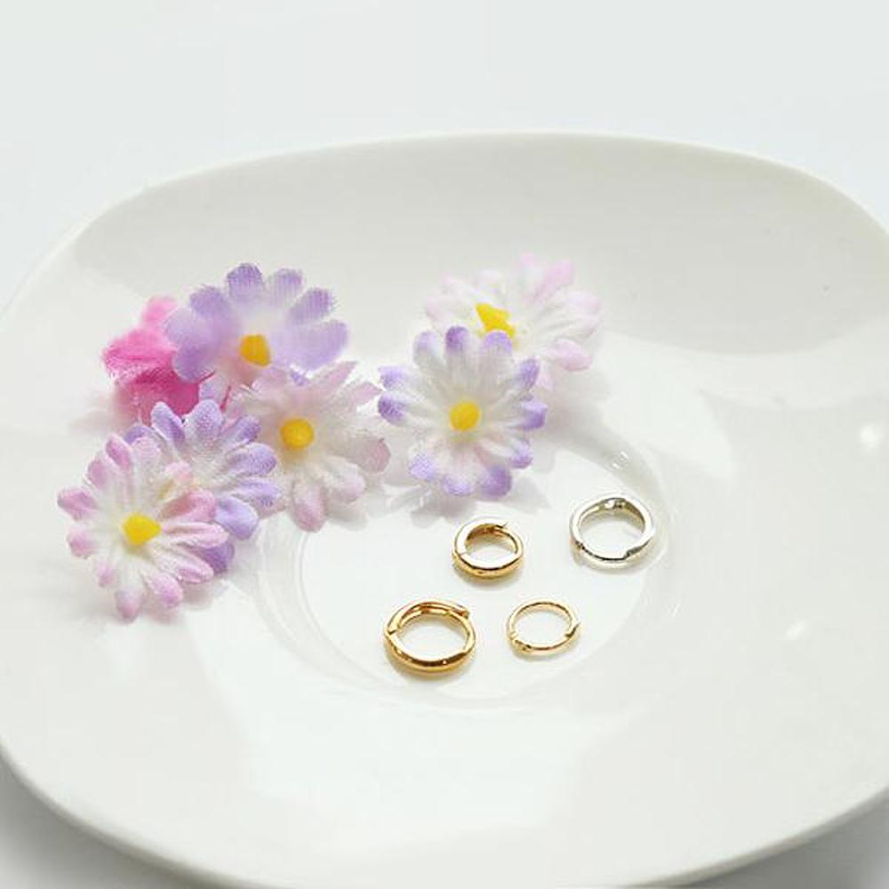 Single-Sale Silver Minimal Ring Earrings One-Touch Silver Ring Earrings Mini M X (2 pieces)