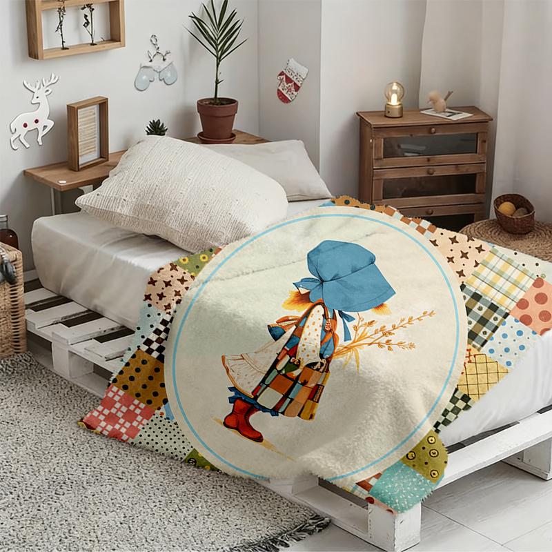 Cute Cartoon Girl Art Pattern Decorative Throw Blanket for Sofa, Bed, Living Room, and Home Decor Styling