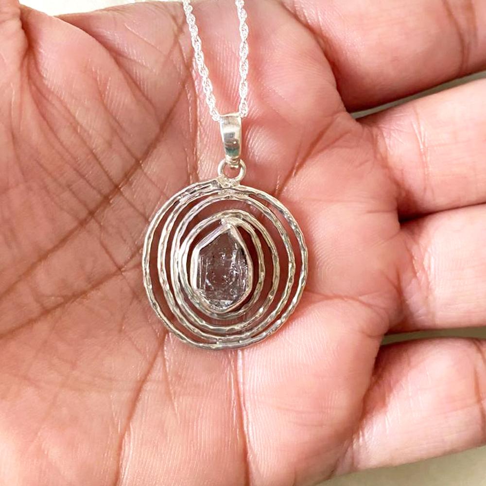 Naszyjnik z diamentami Herkimer, srebro próby 925, biżuteria ręcznie robiona, biżuteria damska