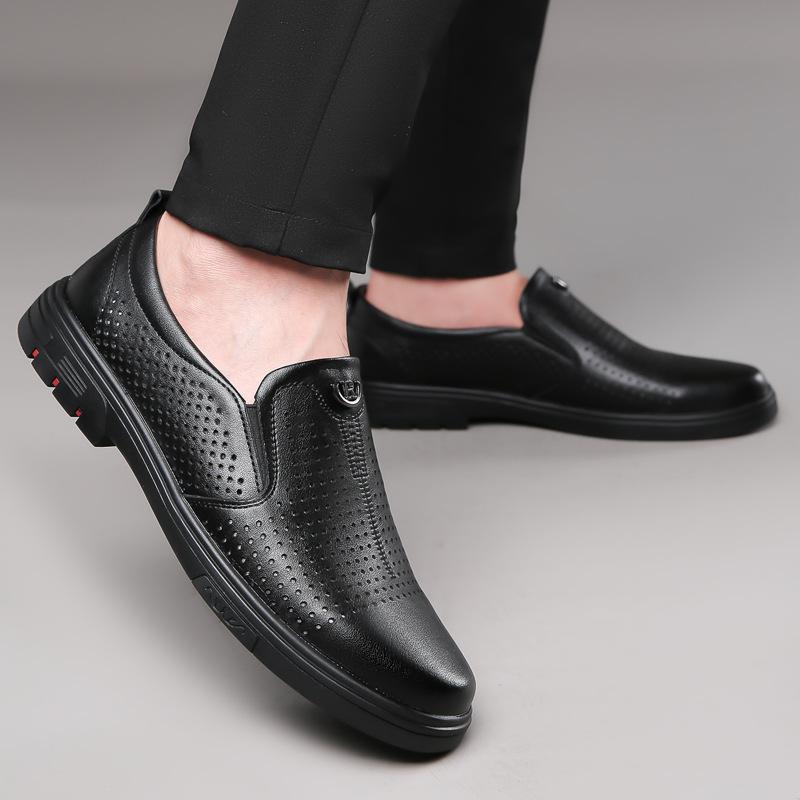 Fashion 2024 New Genuine Leather Men Leather Shoes Fashion Casual Hollow Out Sandals Male Designer Non-slip Soft Bottom Shoes for Men