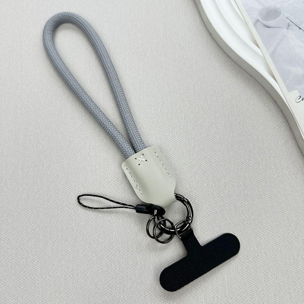 Nylon Braided Rope Phone Chain Women Fashion Luxury Wrist Phone Strap Pu Leather Head Phone Clip Lanyard Phone Accessories