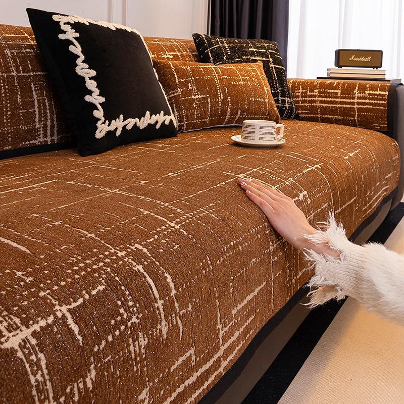 New Chenille Sofa Cushion Four Seasons Universal Fabric Non-Slip Sofa Seat Cushion Straight Seat Cushion Cover Cloth