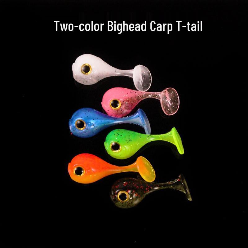 Two-tone Big Head Fish T-Tail 4.5cm/3g Silicone Soft Lure - Realistic Mandarin Fish & Bass Bait