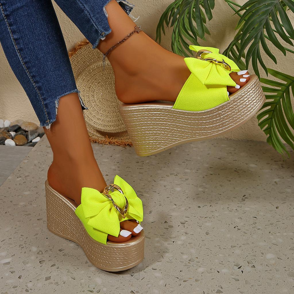 Mode Dames Slee Slippers Casual Luxe Schoenen Nieuwe Zomer Mode Sandalen Hoge Hakken Appliques Bloemen Platform Platform Slides Dames