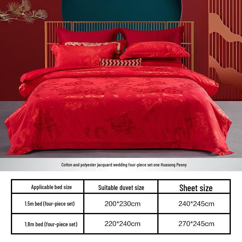 Mercury Home Textiles Jacquard Peony Wedding Bedding Set