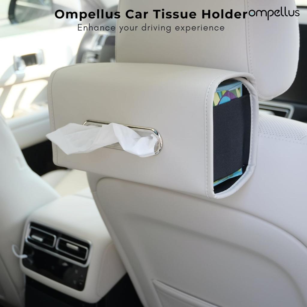 Car Tissue Holder, Ompellus Premium PU Leather Tissue Box Holder For Car Seat Back, Extra Large Tissue Box Cover Rectangle Fits For Regular Size