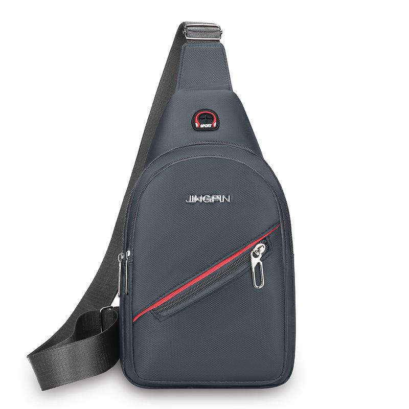 Korean Leisure Chest Bag Oxford Cloth Backpack Trend Men's Messenger Bag Zipper Bag Across Leisure Bag Black.