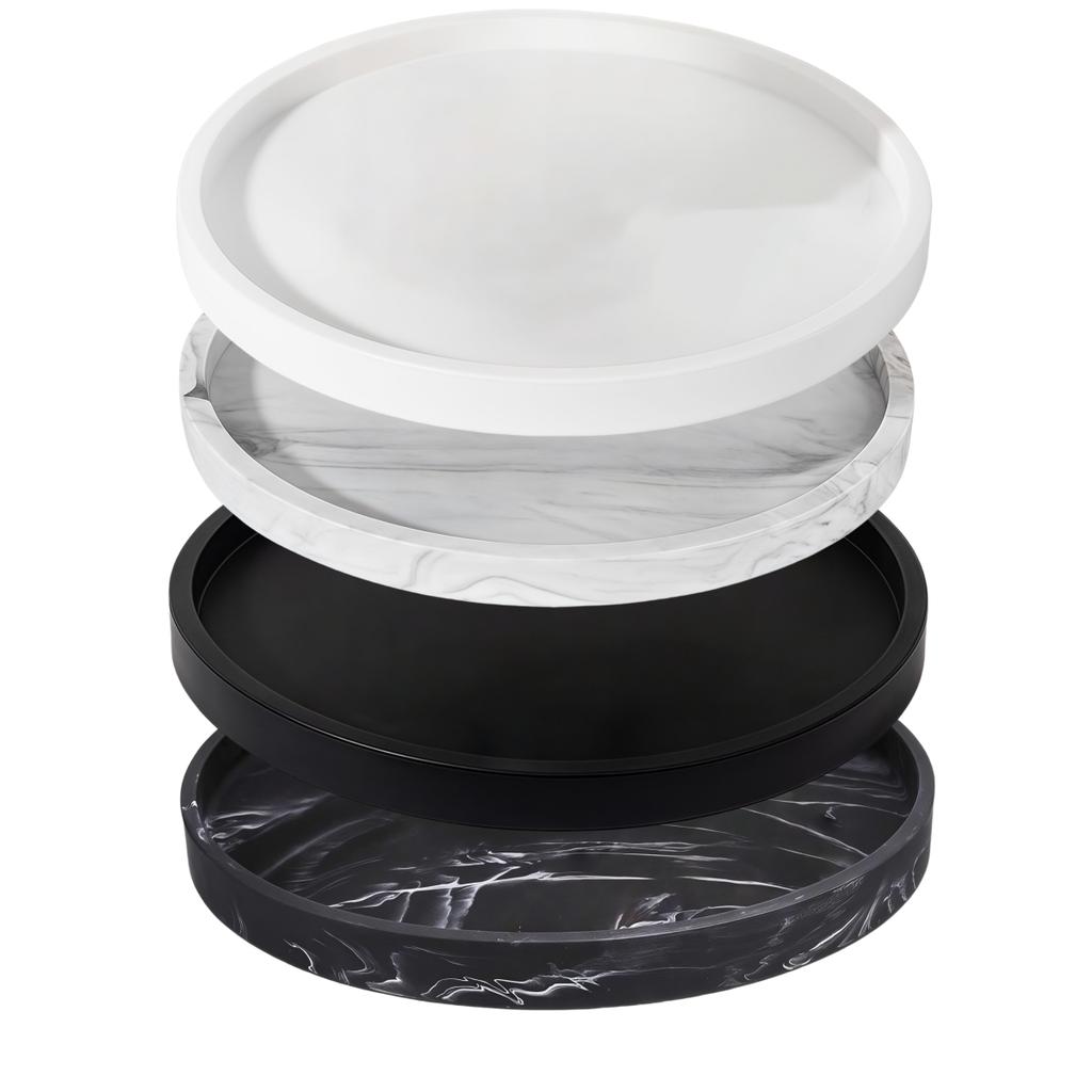 27x27x2cm Silicone Bathroom Tray Round Bathroom Vanity Tray Soap Dispenser Tray Countertop Storage Waterproof Anti-slip Trays