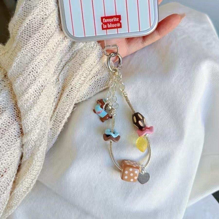 Cute Snake Bone Phone Chain Pvc Keychain For Car Key Or Bag Accessory