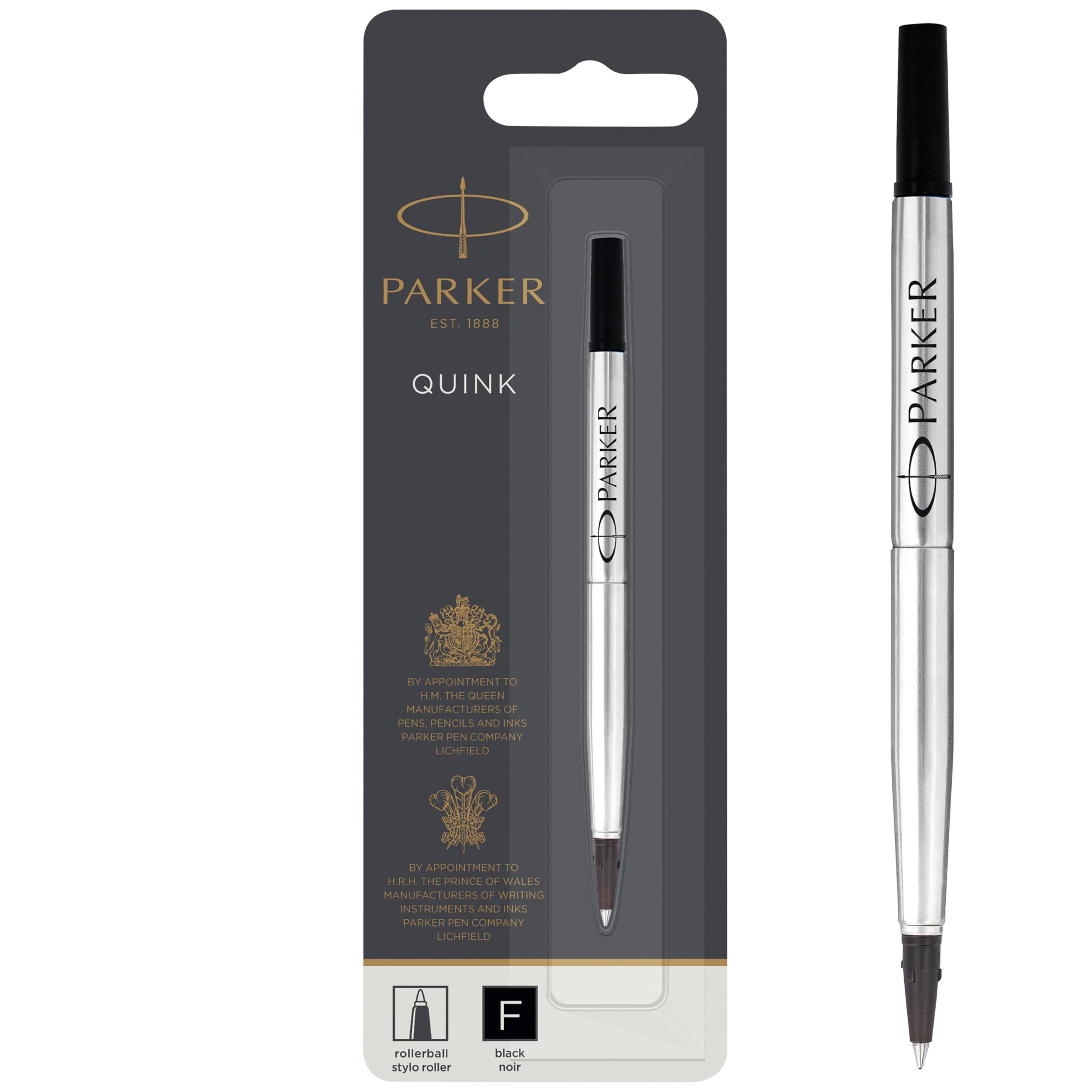 PARKER Rollerball Pen 1 Fine Point Genuine Imported 1950277 Refill, Black, piece, (F), 0.5mm, Water-based ink, Product,
