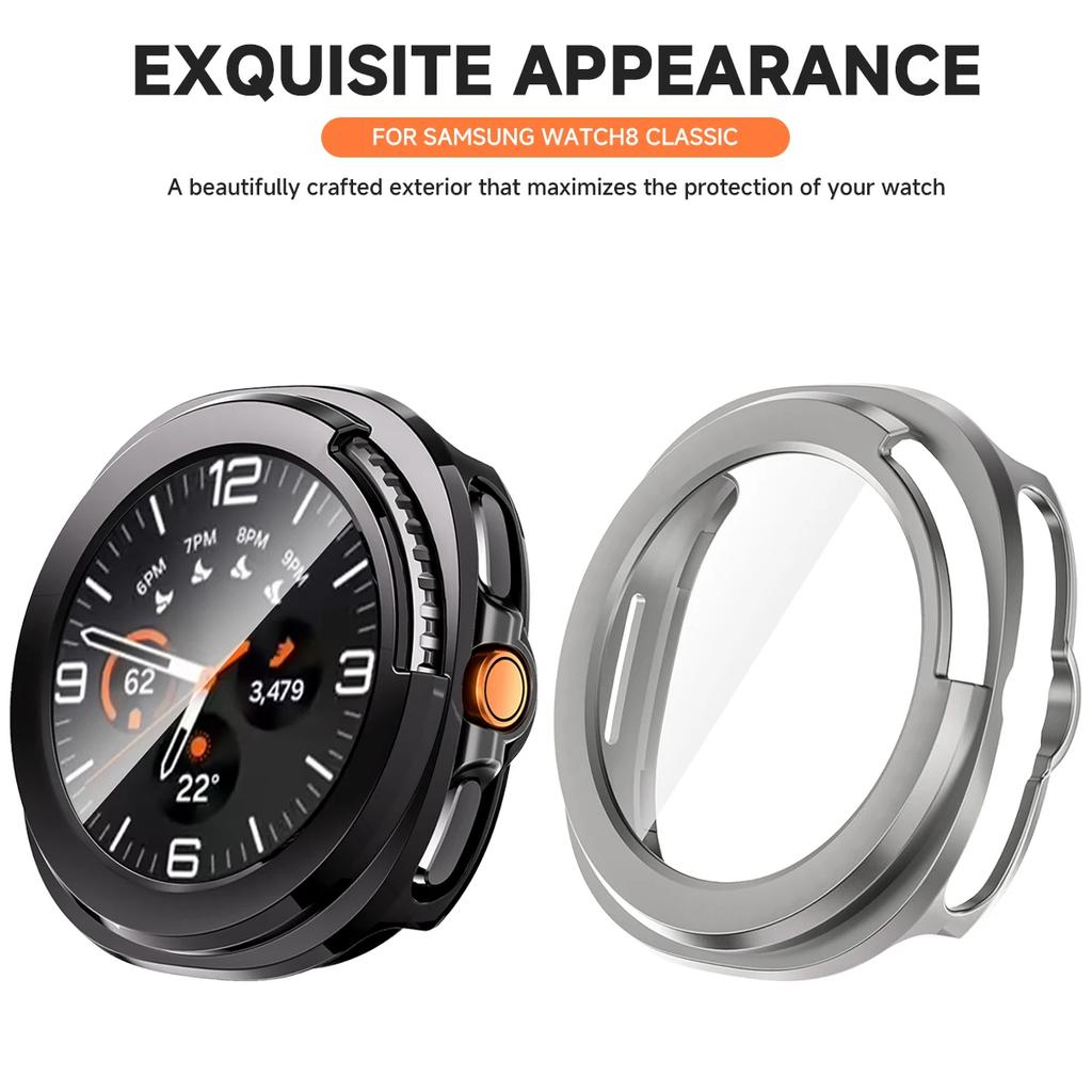 Protector Case For Samsung Galaxy Watch 8 Classic PC Hollowed Cover Protective Bumper Shell Tempered Glass Screen Accessories