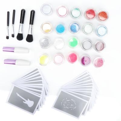 20 colores Plantillas de Tatuaje de Purpurina Corporal Kit de Tatuaje de Purpurina Segura para Niños Adultos
