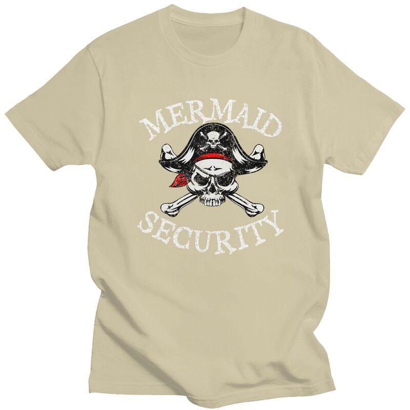 Custom Mermaid Security Pirate Quotes T Shirt Men Pure Cotton Tshirt Tees Streetwear Tshirts
