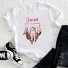 (European Size) Short Sleeve Tee Top Dream Feather Vintage Style Cute Fashion Tshirt Women Clothing Casual Print Lady Female Graphic T-shirt