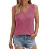 Spring and Summer V-neck Sleeveless Top Solid Color Pit Stripe Women’s Knitted Vests