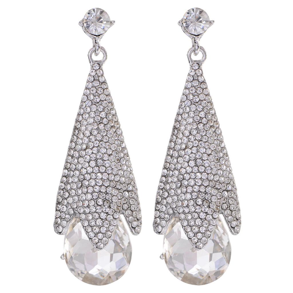 Elegant Diamond Drop Earrings With Geometric Design For Fashionable Women In Autumn