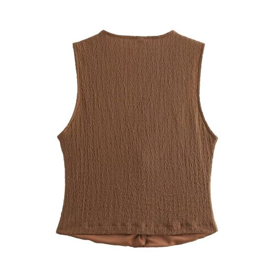 Vest Top for Women Vintage Tank Crop Top V Neck Button Down Waistcoat Retro