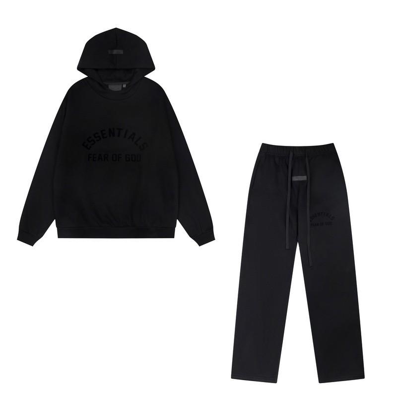 FEAR OF GOD ESSENTIALS Flocked Letter Hoodie Loose Fit Fleece Sweatshirt Men Women