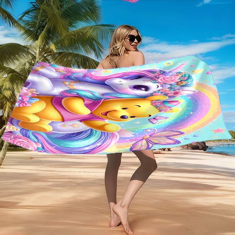 Yellow Bear Artwork Printed Microfiber Beach Towel, Soft And Absorbent, Quick-Dry, Ideal for Summer Travel, Beach Essential, Swimming Pool