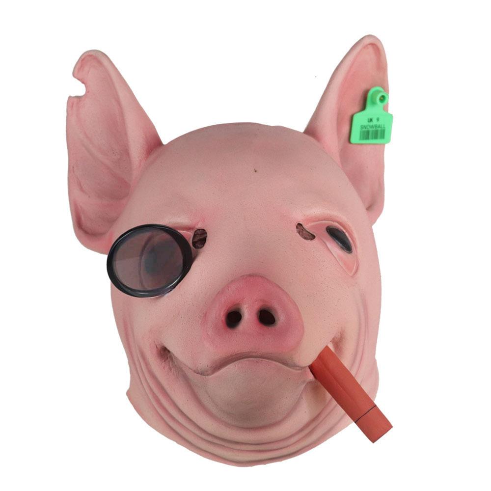 Halloween-Brille mit Schweinskopf-Motiv, rauchende Schweinskopfmaske, Hacker-Schweinskopfmaske aus Latex