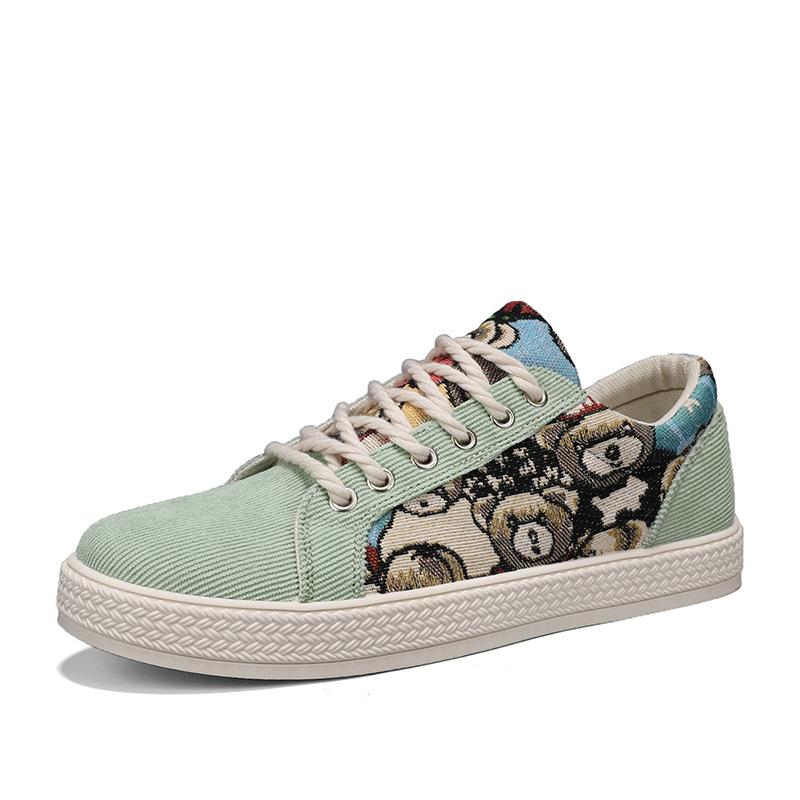 

2024 летние новые мужские низкие парусиновые туфли на платформе с подошвой для студентов, скейтборд, прямая трансляция, универсальные спортивные мужские туфли в гонконгском стиле 44 зелёный