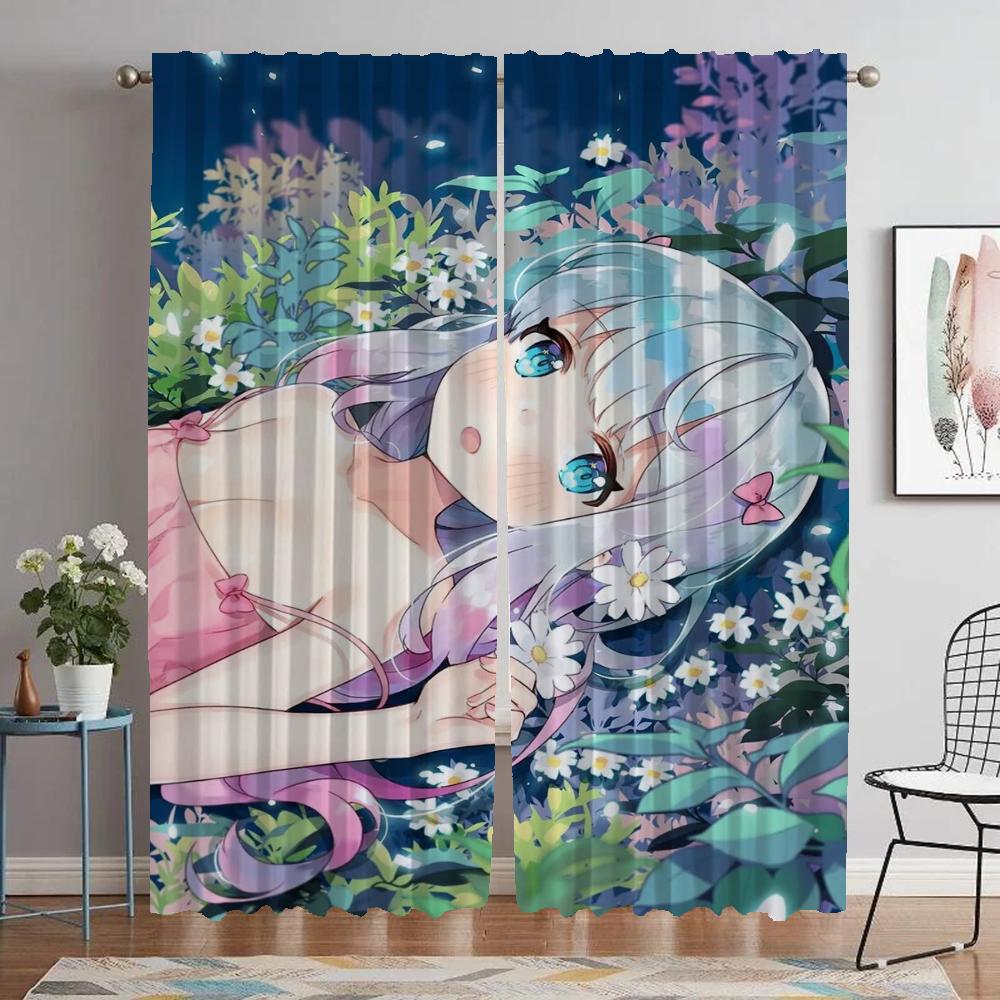 Eromanga Sensei Window Curtain for Room 2 Panel Curtains Child Room Shades Home Interior Curtains Partition Tulle for Bedroom
