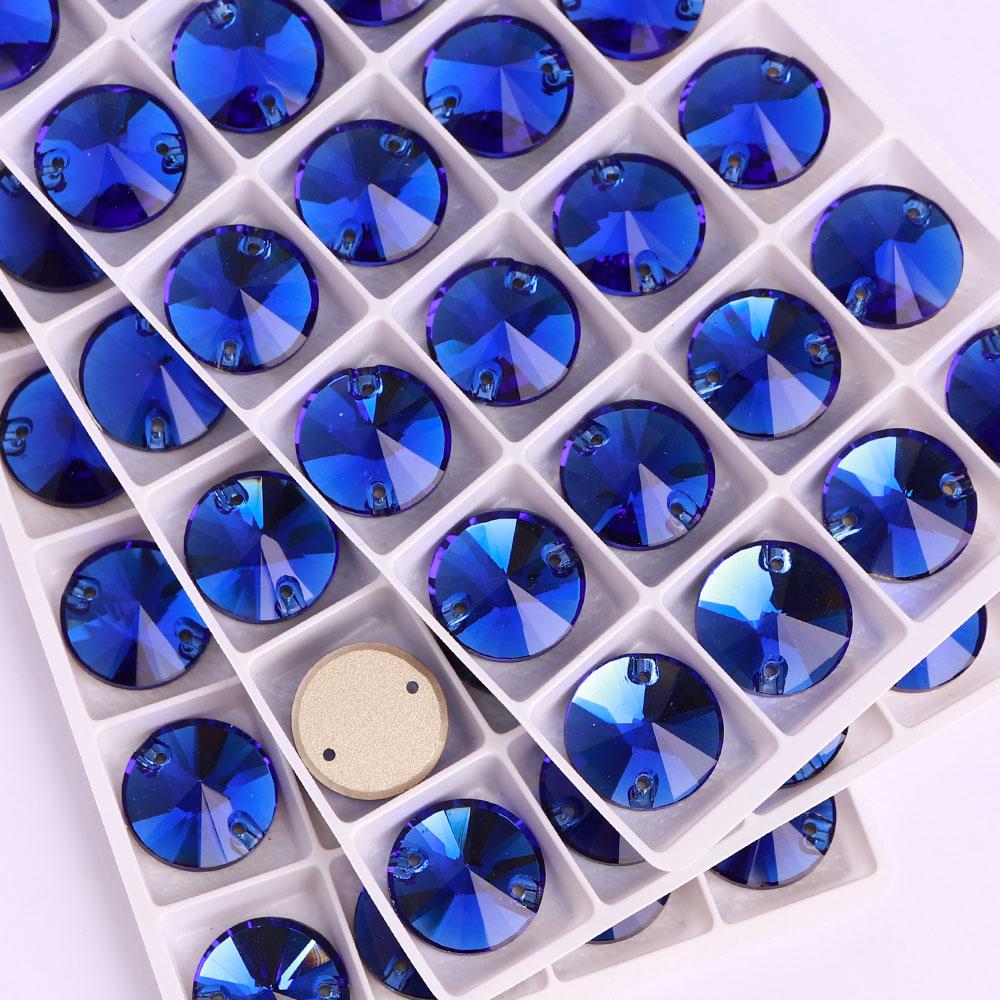 High Quality Rivoli 80+ Colors Rhinestones Crystal AB Sew-on Glass Gems Clothing Flatback Sewing Stones Women Bling Bling Shine