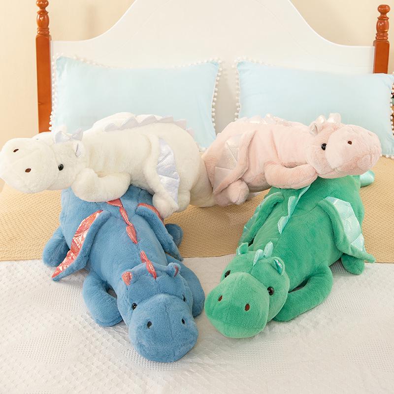 Cute Plush Dragon Hug Pillow - Large Cartoon Dinosaur for Sleeping & Decor