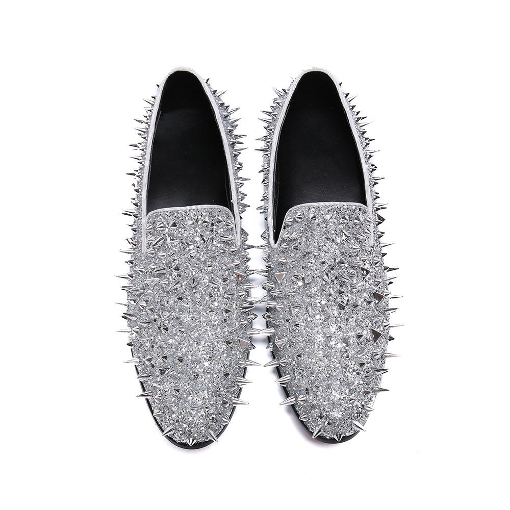 Fashion High-end Gold Deerskin Luxury Rose Gold Studded Shoes 46 Men Gentleman High Dress Plus Size 47 Party Wedding Casual Shoes