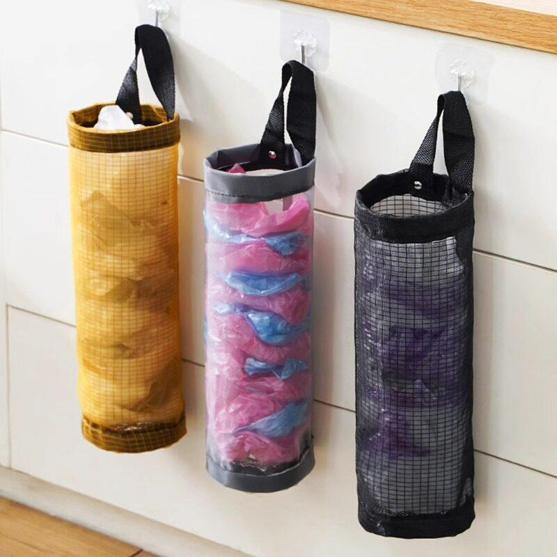 Hanging Mesh Plastic Bag Dispenser Large Capacity Easy Access For Home Storage For Kitchen Recycling Containers