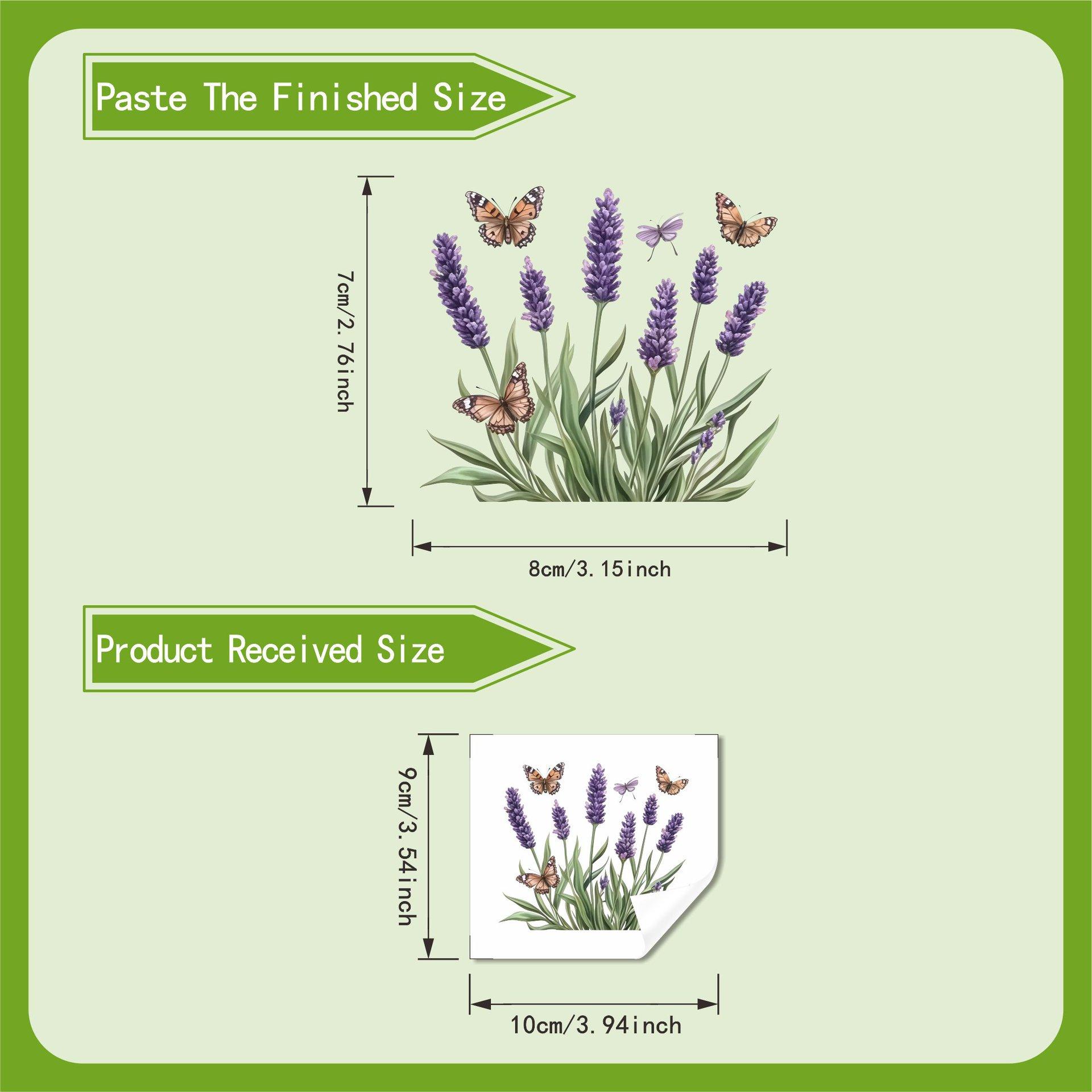 

Lavender Purple Flower And Colorful Butterfly Switch Plate Wall Sticker For Corner Decor 10x10cm різнокольоровий