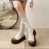 White High-end Thick-soled Heightened One-word Slippers for Women's Summer Wear 2025 New Models with Skirts French Cool Slippers