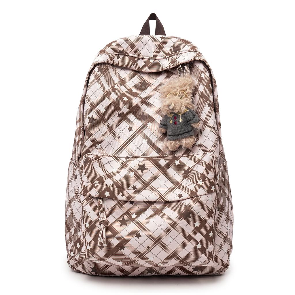 Schoolbag wholesale high school student campus backpack female ins wind small fresh plaid load reduction spine bag commuter backpack