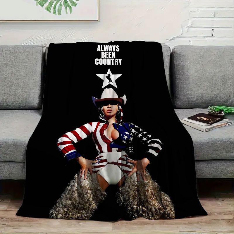 1Pc beyonce Print Flannel Blanket, High quality Comfortable for All Seasons, Warmth and Comfort, Perfect for Christmas Gifts