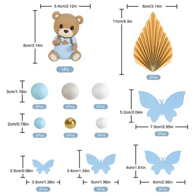 43 szt. Topper na tort z misiem Teddy Boho Mini Miś Dekoracje na tort na przyjęcie urodzinowe dziecka Ujawnienie płci Materiały na przyjęcie tematyczne z misiem Teddy