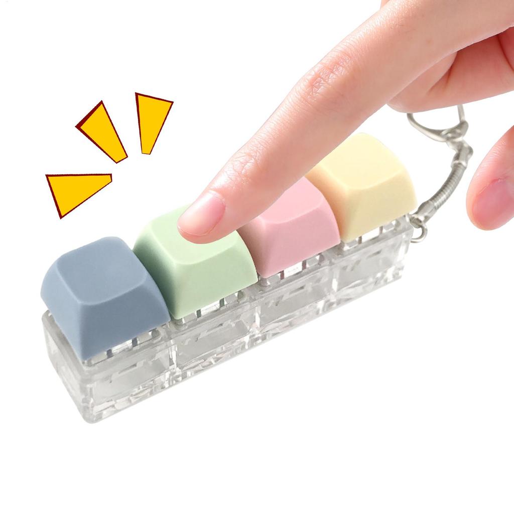 4 Keys Keyboard Fidget Keychain Clicky Mechanical Stress Relief Toy With Sound Portable Sensory Calming Keyring For Adults Teens