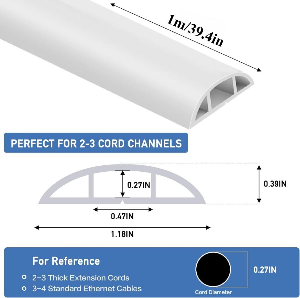 1PC 1M Floor Cord Cover Extension Wiring Duct Protector Power Cable Protector Covers Practical Wire Organizer Cord Protector