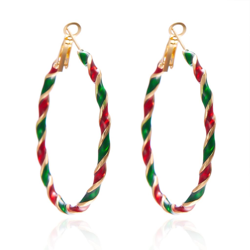 1 Pair of Fashion Christmas Earrings Christmas Tree Women's Christmas Earrings Versatile Personality Christmas Color Spiral Earrings Holiday Earrings