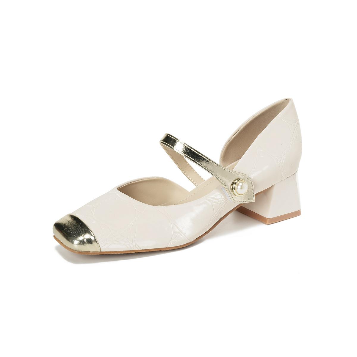 

Weiwei girl 3611-1 Французские туфли Мэри Джейн женские весенне-летние с юбкой толстые каблуки одинарные туфли сказочные высокие каблуки женские 34 абрикосовый